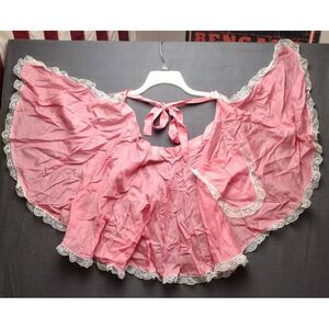 Vintage 1950s Handmade Pink Half Apron Full Circle Lace Sexy Dainty